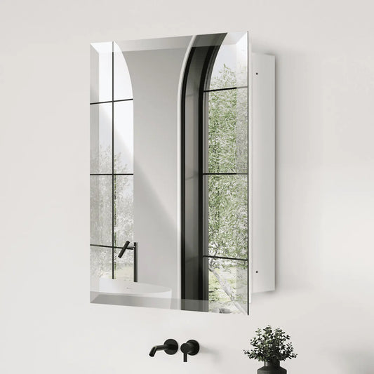 14x24 Frameless Beveled Mirror Medicine Cabinet – Wall-Mounted