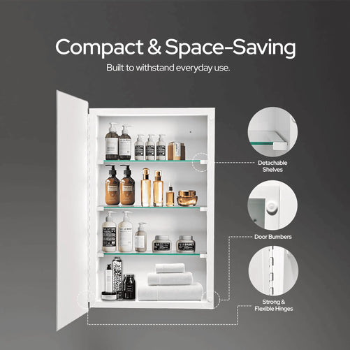 14x24 Frameless Beveled Mirror Medicine Cabinet – Wall-Mounted