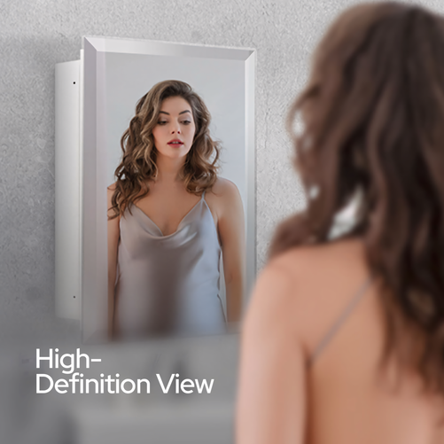 Bathroom or Vanity Medicine Cabinet with Single Door – Frameless Beveled Mirror, Rectangular Wall-Mounted Cabinet for Bathroom, Toilet, or Kitchen, Recessed/Surface Mount