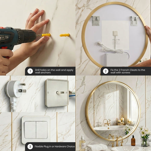 LED Round Bathroom Mirror –Anti-Fog, Dimmable, 3 Color Modes, Modern Design