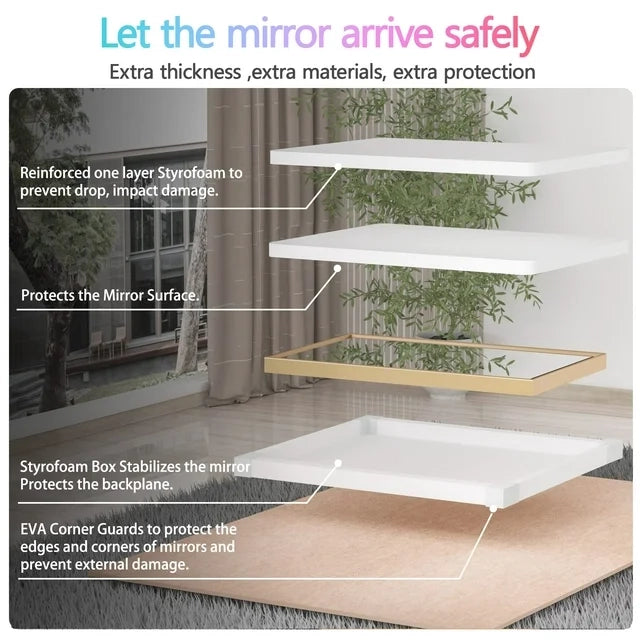 Framed Bathroom Wall Mirror with Non-Rusting Aluminum Alloy in Brushed Metal Finish – Stylish Modern Farmhouse Design for Bedroom, Living Room, or Bathroom