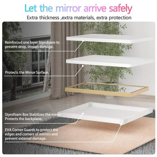 Framed Bathroom Wall Mirror with Non-Rusting Aluminum Alloy in Brushed Metal Finish – Stylish Modern Farmhouse Design for Bedroom, Living Room, or Bathroom