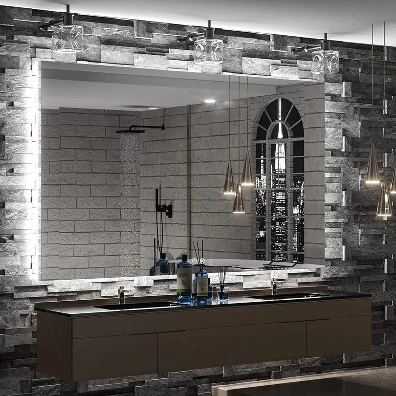 LED Backlit Bathroom Vanity Mirror – Anti-Fog Lighted Vanity Mirror, Stepless Dimmable, CRI 90+, IP54 Waterproof, Wall Mounted, Horizontal or Vertical Installation for Modern Bathroom