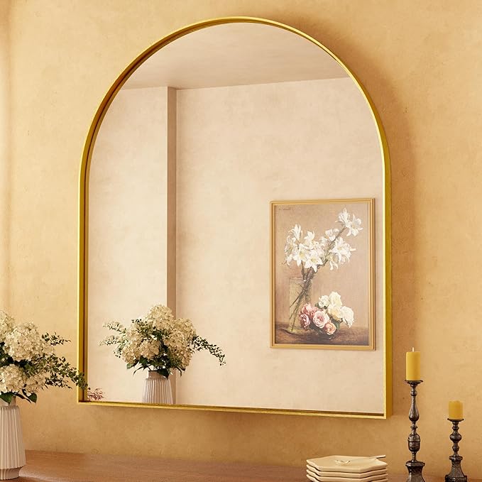 Modern Arch Bathroom Vanity Mirror – Sleek Tempered Glass Wall Mirror, Perfect for Farmhouse, Minimalist, or Contemporary Bathroom Décor