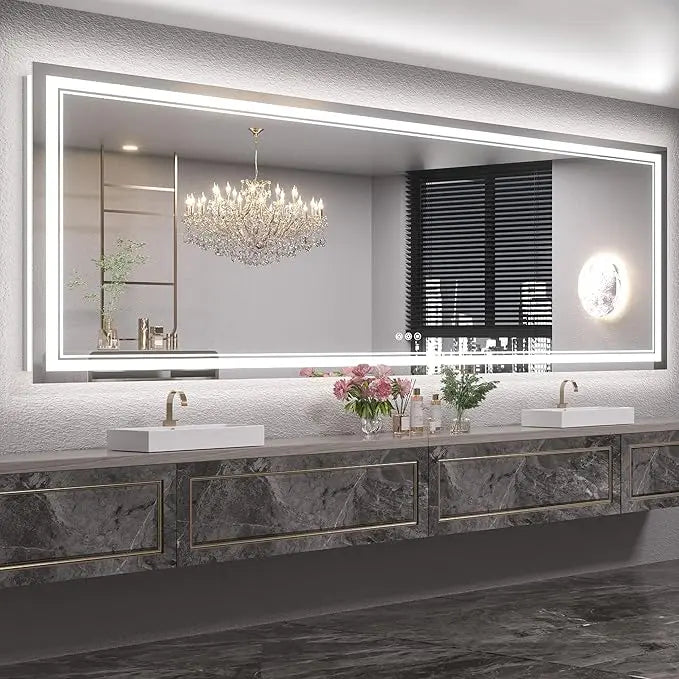 Bathroom Vanity  LED Mirror with Lights – Frontlit & Backlit, Anti-Fog, 3-Color Stepless Dimmable, Memory Function, Shatterproof, CRI 90+, UL Listed Driver – Modern Vanity Mirror