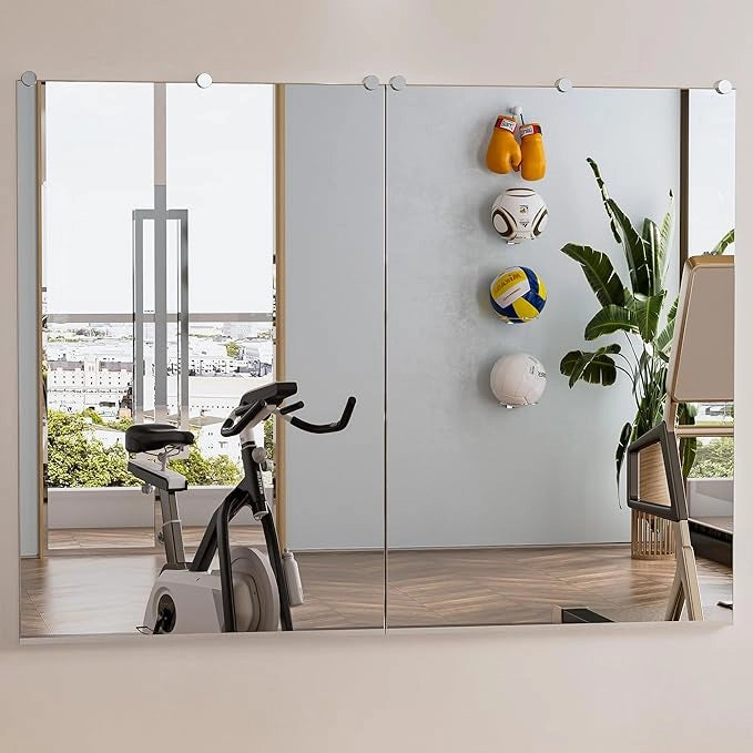 Gym Mirror Wall Mounted – Oversized Frameless Mirror for Fitness, Yoga, Dance, Garage, Studio, Bedroom – Full-Length Wall Mirror for Home & Commercial Use, Durable & Stylish