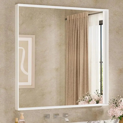 Modern Matte Black Bathroom Mirror – Versatile Mounting