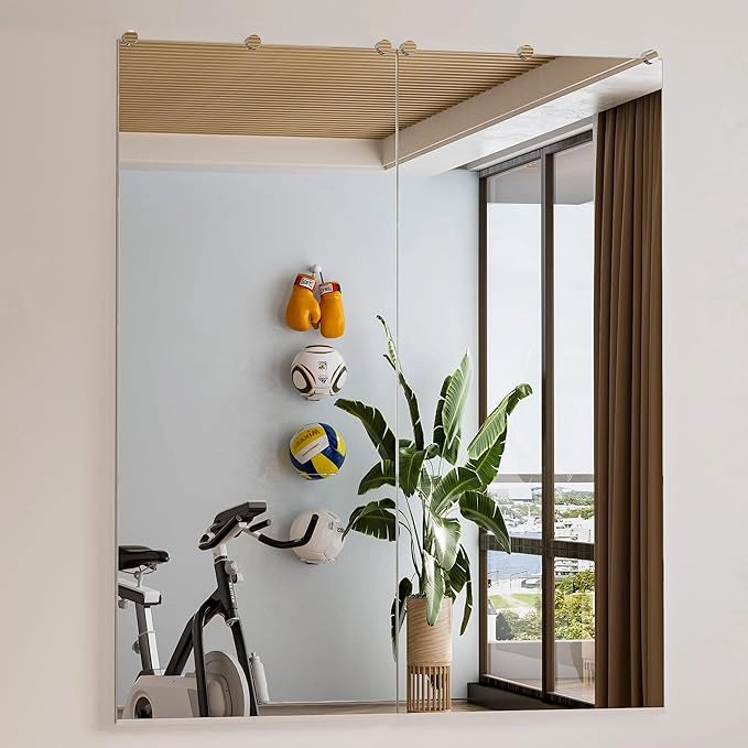 Gym Mirror Wall Mounted – Oversized Frameless Mirror for Fitness, Yoga, Dance, Garage, Studio, Bedroom – Full-Length Wall Mirror for Home & Commercial Use, Durable & Stylish