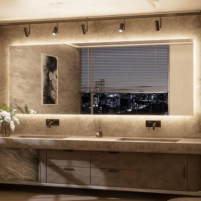 LED Backlit Bathroom Vanity Mirror – Anti-Fog Lighted Vanity Mirror, Stepless Dimmable, CRI 90+, IP54 Waterproof, Wall Mounted, Horizontal or Vertical Installation for Modern Bathroom