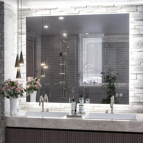 LED Backlit Bathroom Vanity Mirror – Anti-Fog Lighted Vanity Mirror, Stepless Dimmable, CRI 90+, IP54 Waterproof, Wall Mounted, Horizontal or Vertical Installation for Modern Bathroom