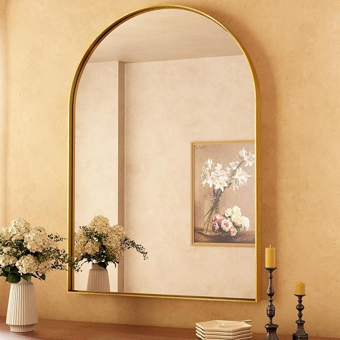 Modern Arch Bathroom Vanity Mirror – Sleek Tempered Glass Wall Mirror, Perfect for Farmhouse, Minimalist, or Contemporary Bathroom Décor