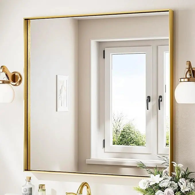 Modern Matte Black Bathroom Mirror – Versatile Mounting