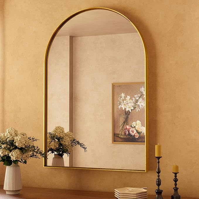 Modern Arch Bathroom Vanity Mirror – Sleek Tempered Glass Wall Mirror, Perfect for Farmhouse, Minimalist, or Contemporary Bathroom Décor