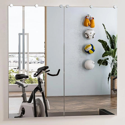 Gym Mirror Wall Mounted – Oversized Frameless Mirror for Fitness, Yoga, Dance, Garage, Studio, Bedroom – Full-Length Wall Mirror for Home & Commercial Use, Durable & Stylish