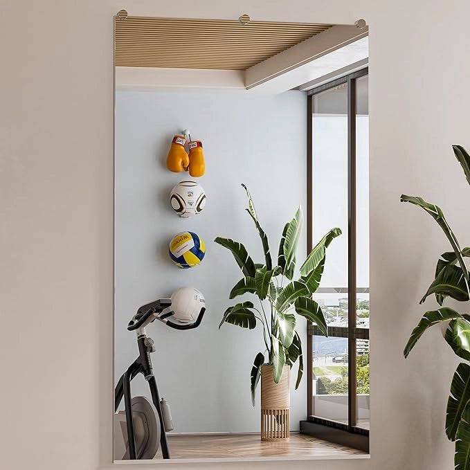 Gym Mirror Wall Mounted – Oversized Frameless Mirror for Fitness, Yoga, Dance, Garage, Studio, Bedroom – Full-Length Wall Mirror for Home & Commercial Use, Durable & Stylish