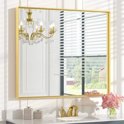 Modern Matte Black Bathroom Mirror – Versatile Mounting