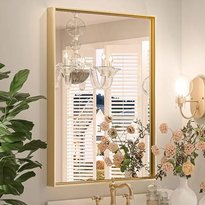 Modern Matte Black Bathroom Mirror – Versatile Mounting