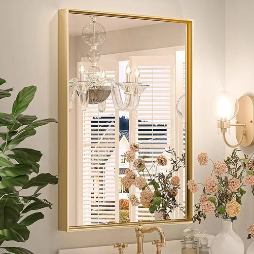 Modern Matte Black Bathroom Mirror – Versatile Mounting