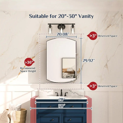 Bathroom Medicine Cabinet with Beveled Mirror – Arched Design, Recessed or Wall-Mounted – Metal Modern Cabinet with Storage – Stylish & Functional Organizer for Bathroom