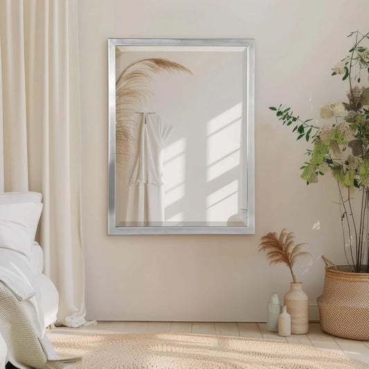 Brushed Nickel Bathroom Mirror – Premium Stainless Steel Framed Rectangular Wall Mirror for Vanity, Over Sink, Bedroom, and Living Room – Elegant & Durable Home Décor for Modern Spaces