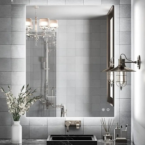 LED Backlit Bathroom Vanity Mirror – Anti-Fog Lighted Vanity Mirror, Stepless Dimmable, CRI 90+, IP54 Waterproof, Wall Mounted, Horizontal or Vertical Installation for Modern Bathroom