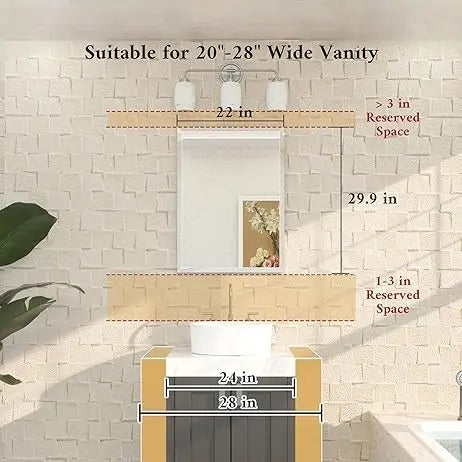 Beveled Rectangle Bathroom Vanity Mirror – Frameless  Wall Mirror with 1" Beveled Edge, Shatterproof Glass, Modern Decorative for Bathroom, Entryway, Living Room, or Restroom