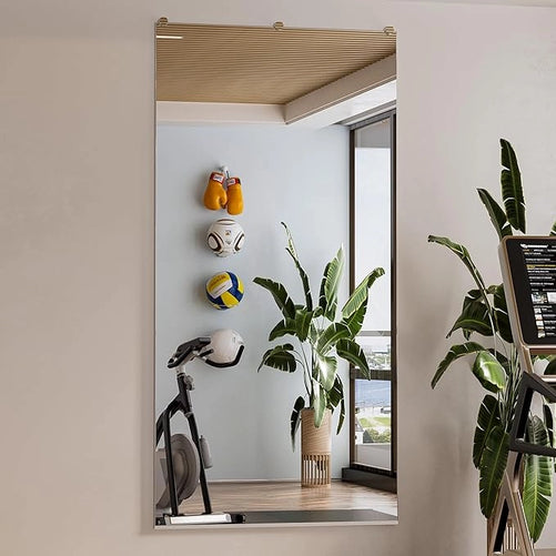 Gym Mirror Wall Mounted – Oversized Frameless Mirror for Fitness, Yoga, Dance, Garage, Studio, Bedroom – Full-Length Wall Mirror for Home & Commercial Use, Durable & Stylish
