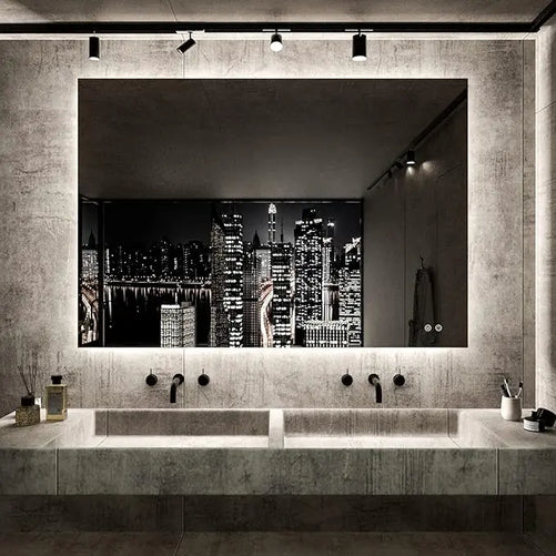 LED Backlit Bathroom Vanity Mirror – Anti-Fog Lighted Vanity Mirror, Stepless Dimmable, CRI 90+, IP54 Waterproof, Wall Mounted, Horizontal or Vertical Installation for Modern Bathroom