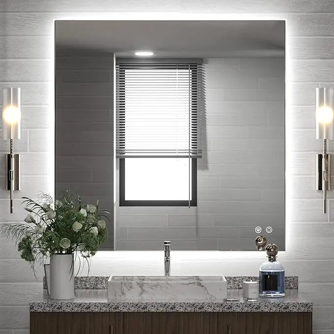 LED Backlit Bathroom Vanity Mirror – Anti-Fog Lighted Vanity Mirror, Stepless Dimmable, CRI 90+, IP54 Waterproof, Wall Mounted, Horizontal or Vertical Installation for Modern Bathroom