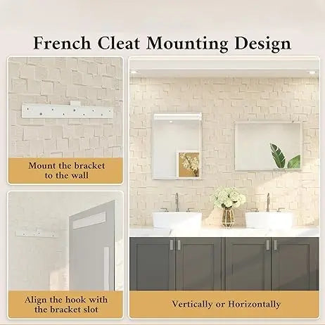 Beveled Rectangle Bathroom Vanity Mirror – Frameless  Wall Mirror with 1" Beveled Edge, Shatterproof Glass, Modern Decorative for Bathroom, Entryway, Living Room, or Restroom