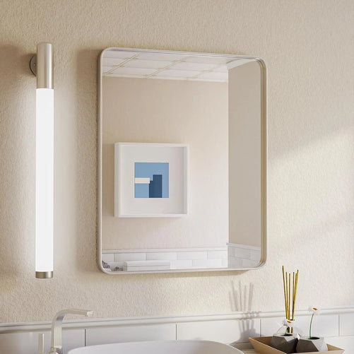 Aluminum Framed Bathroom Vanity Mirror – HD Tempered Glass Wall-Mounted Design, Ideal for Over-the-Sink Use, Supports Horizontal/Vertical Installation for Modern Décor
