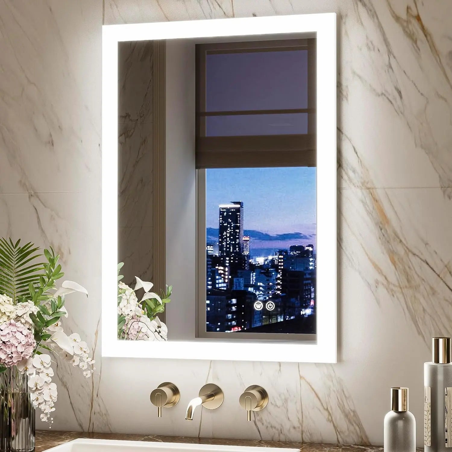 Backlit Vanity Mirror with Lights – Anti-Fog Bathroom Mirror, Frontlit & Dimmable, 3-Color Lighting (Warm/Natural/White), Wall-Mounted Horizontal or Vertical for Bathroom