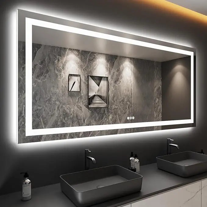 LED Bathroom Mirror with Lights – Front and Backlit, Anti-Fog, Shatterproof Tempered Glass, Waterproof, Memory Function, UL Listed – Modern Vanity Mirror for Multi Use