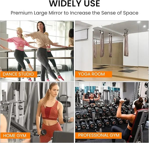 Gym Mirror Wall Mounted – Oversized Frameless Mirror for Fitness, Yoga, Dance, Garage, Studio, Bedroom – Full-Length Wall Mirror for Home & Commercial Use, Durable & Stylish