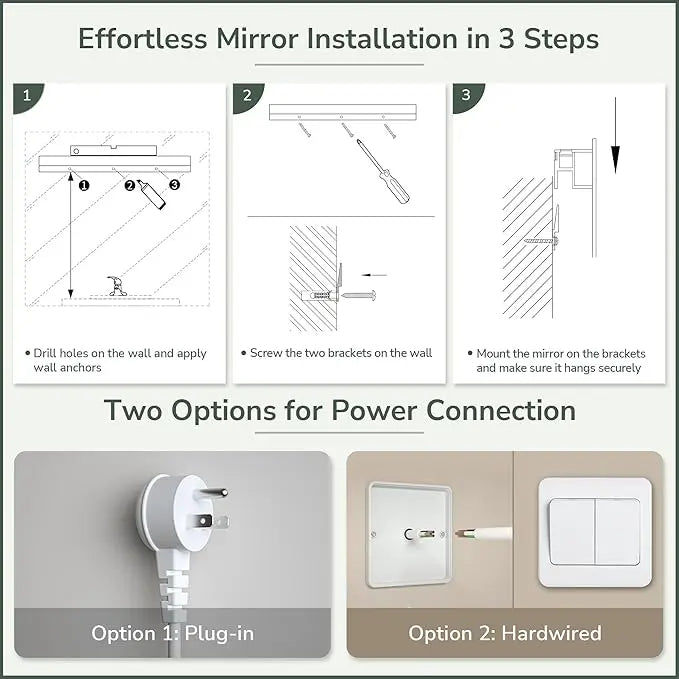 LED Round Bathroom Vanity Mirror – Front & Backlit Vanity Mirror with Double Light Strip, 3-Color Dimmable, CRI 90+, Anti-Fog, Memory Function, Wall-Mount Makeup Mirror
