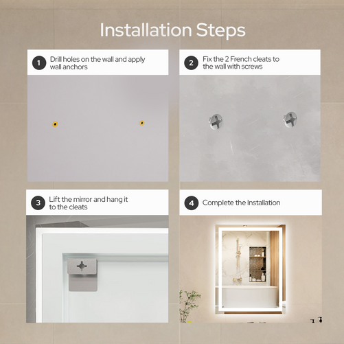 LED Bathroom Mirror – Front & Backlit, Anti-Fog, Waterproof, Modern Style