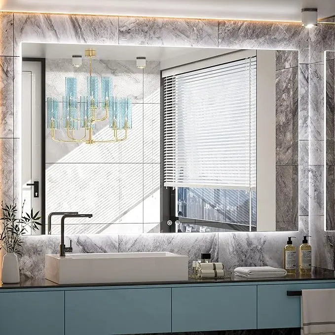 LED Backlit Bathroom Vanity Mirror – Anti-Fog Lighted Vanity Mirror, Stepless Dimmable, CRI 90+, IP54 Waterproof, Wall Mounted, Horizontal or Vertical Installation for Modern Bathroom