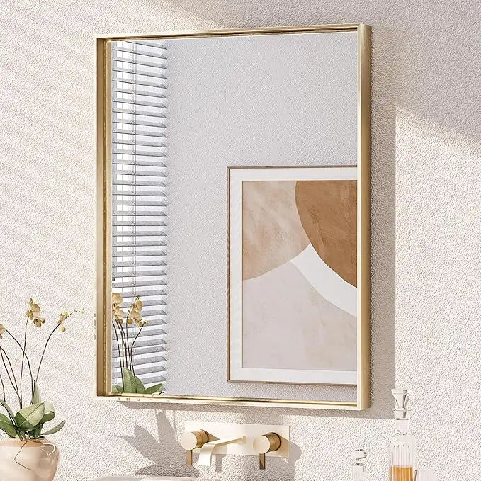 Modern Matte Black Bathroom Mirror – Versatile Mounting