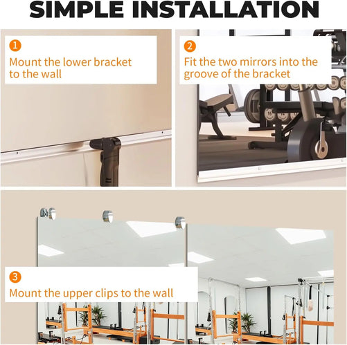 Gym Mirror Wall Mounted – Oversized Frameless Mirror for Fitness, Yoga, Dance, Garage, Studio, Bedroom – Full-Length Wall Mirror for Home & Commercial Use, Durable & Stylish