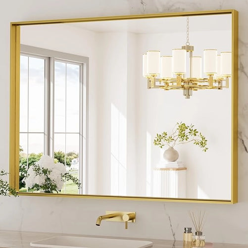 Modern Matte Black Bathroom Mirror – Versatile Mounting