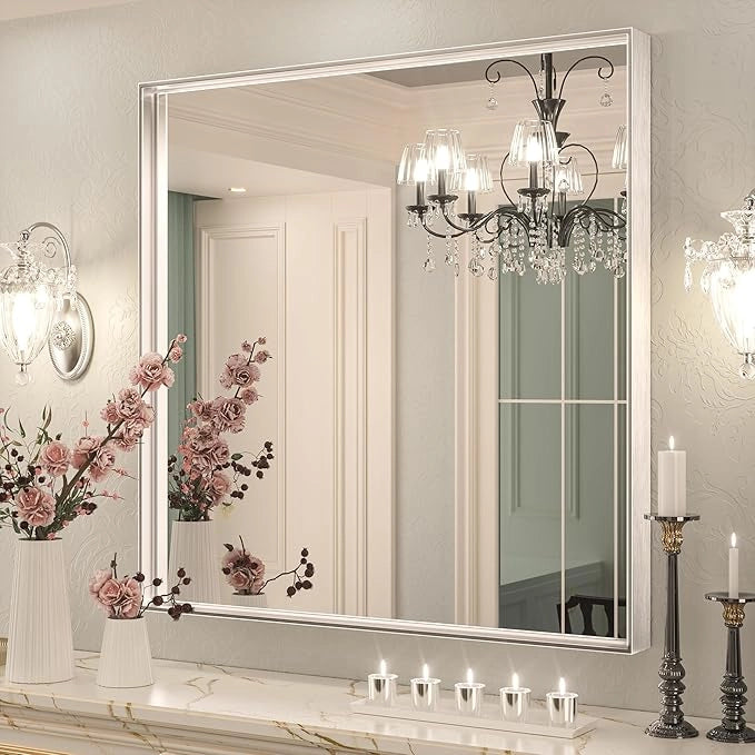Modern Matte Black Bathroom Mirror – Versatile Mounting