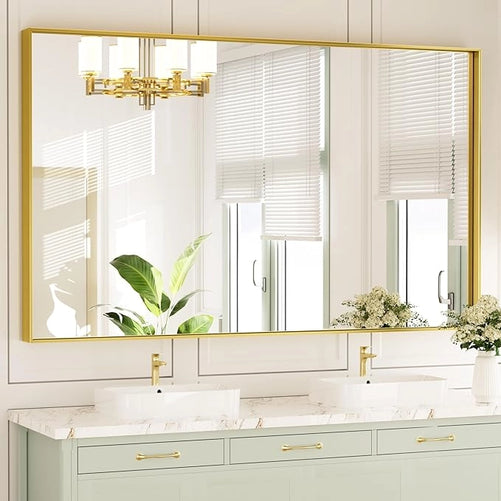Modern Matte Black Bathroom Mirror – Versatile Mounting