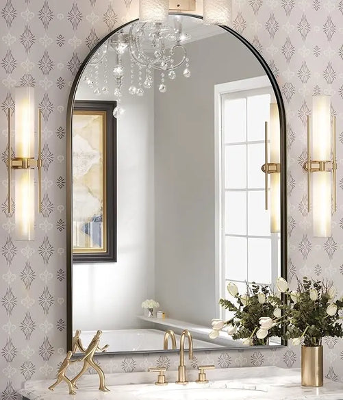 Modern Arch Bathroom Vanity Mirror – Sleek Tempered Glass Wall Mirror, Perfect for Farmhouse, Minimalist, or Contemporary Bathroom Décor