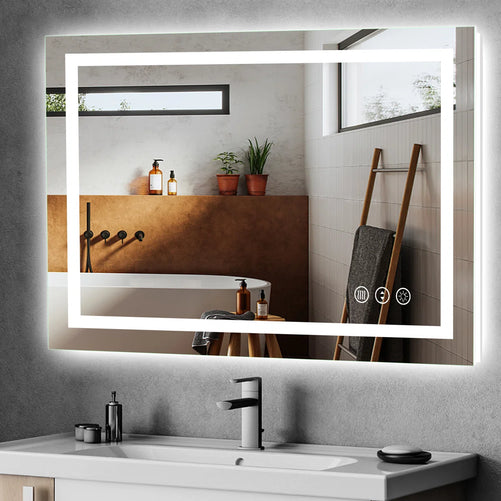 LED Bathroom Mirror with Lights – Front and Backlit, Anti-Fog, Shatterproof Tempered Glass, Waterproof, Memory Function, UL Listed – Modern Vanity Mirror for Multi Use