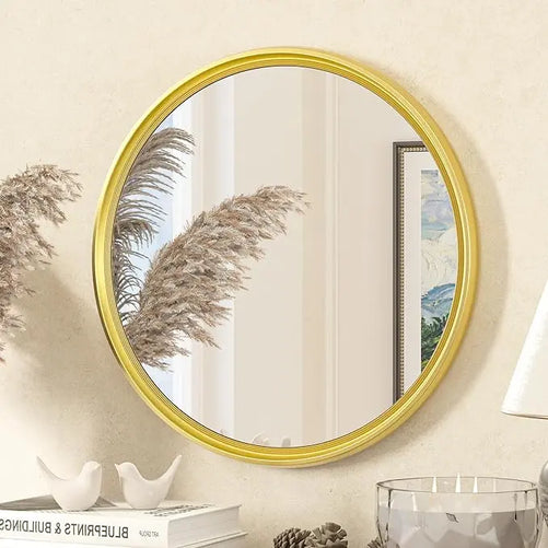 Round Framed Bathroom Mirror – Modern Shatterproof Circle Wall Mirror for Vanity, Ideal for Farmhouse Bathrooms, Bedrooms, Entryways, Living Rooms, Stylish Accent for Any Interior
