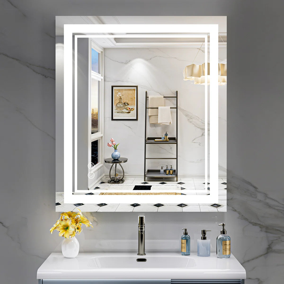 Frameless Rectangular LED Bathroom Vanity Mirror – Anti-Fog, Wall-Mounted, Dimmable Bright Light, 3 Color Temperatures, Modern Design, Touch Control, Ideal for Vanity, Makeup & Grooming