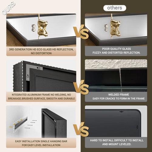 Rectangular Bathroom Vanity Mirror – Framed Wall-Mounted Mirror with Beveled Edge, Decorative Design for Over Sink, Modern Classic Style for Bathroom, Entryway, or Bedroom